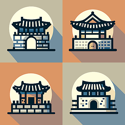 아이콘 한국전통 한국건축 한옥 사람없음 궁전 단순화된 2D아이콘 AI파일 전통 건축 고건축 한국 파일형식 벡터