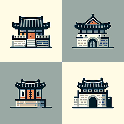아이콘 한국전통 한국건축 한옥 사람없음 궁전 단순화된 2D아이콘 AI파일 전통 건축 고건축 한국 파일형식 벡터