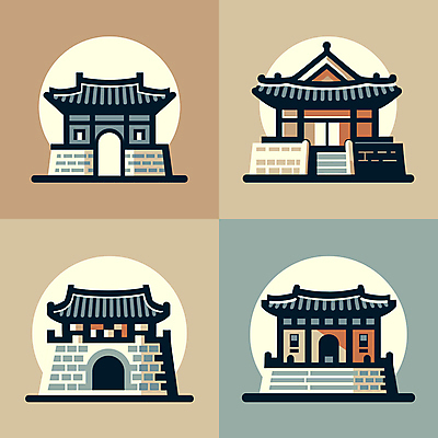 아이콘 한국전통 한국건축 한옥 사람없음 궁전 단순화된 2D아이콘 AI파일 전통 건축 고건축 한국 파일형식 벡터