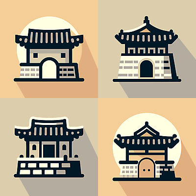 아이콘 한국전통 한국건축 한옥 사람없음 궁전 단순화된 2D아이콘 AI파일 전통 건축 고건축 한국 파일형식 벡터