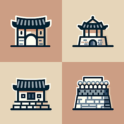 아이콘 한국전통 한국건축 한옥 사람없음 궁전 단순화된 2D아이콘 AI파일 전통 건축 고건축 한국 파일형식 벡터