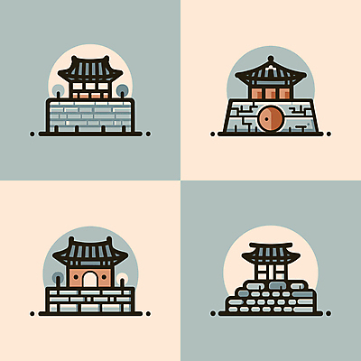 아이콘 한국전통 한국건축 한옥 사람없음 궁전 단순화된 2D아이콘 AI파일 전통 건축 고건축 한국 파일형식 벡터