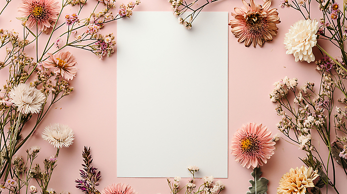 JPG 편집이미지 꽃 종이 분홍색 사람없음 봄 편지 디지털합성 카피스페이스 편집소스 편집실사 AI포토 AI콘텐츠 카드프레임 식물 계절 컬러 프레임 공백 CG 파일형식