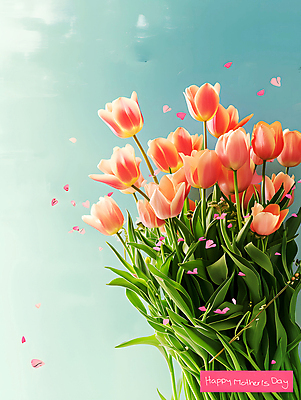 PSD 편집이미지 꽃 행복 꽃다발 자연 하늘 선물 사람없음 봄 튤립 어버이날 디지털합성 편집소스 이미지편집 식물 계절 기념일 감정 생태계 파일형식