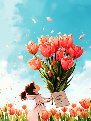 PSD 편집이미지 여자 꽃 행복 어린이 꽃다발 자연 하늘 밝음 선물 한명 웃음 들기 소녀 상반신 야외 봄 튤립 어버이날 디지털합성 즐거움 소녀한명만 편집소스 이미지편집 식물 1 계절 기념일 감정 모션 표정 사람 생태계 여자한명만 소녀만 파일형식