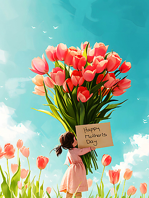 PSD 편집이미지 여자 꽃 행복 어린이 꽃다발 자연 하늘 밝음 선물 한명 웃음 들기 소녀 상반신 야외 봄 튤립 어버이날 디지털합성 즐거움 소녀한명만 편집소스 이미지편집 식물 1 계절 기념일 감정 모션 표정 사람 생태계 여자한명만 소녀만 파일형식