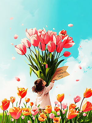 PSD 편집이미지 여자 꽃 행복 어린이 꽃다발 자연 하늘 밝음 선물 한명 웃음 들기 소녀 상반신 야외 봄 튤립 어버이날 디지털합성 즐거움 소녀한명만 편집소스 이미지편집 식물 1 계절 기념일 감정 모션 표정 사람 생태계 여자한명만 소녀만 파일형식