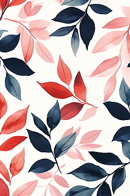 JPG 식물 백그라운드 낙엽 잎 패턴 일러스트 자연 수채화 사람없음 빨간색 파란색 주황색 국내일러스트 AI일러스트 AI콘텐츠 컬러 무늬 생태계 파일형식