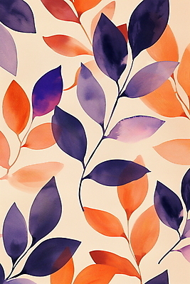 JPG 백그라운드 낙엽 잎 패턴 일러스트 자연 수채화 사람없음 주황색 베이지색 국내일러스트 AI일러스트 AI콘텐츠 식물 컬러 무늬 생태계 파일형식