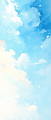 JPG 구름 백그라운드 일러스트 자연 하늘 수채화 사람없음 세로 파란색 맑음 국내일러스트 AI일러스트 AI콘텐츠 자연요소 컬러 날씨 생태계 파일형식