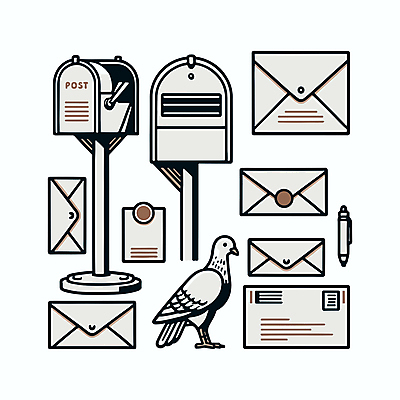 디자인 일러스트 통신 커뮤니케이션 사람없음 펜 회색 우체통 이메일 편지 전달 비둘기 우표 베이지색 엘리먼트 국내일러스트 AI파일 컬러 조류 필기구 파일형식 벡터