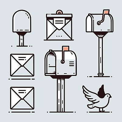 디자인 하늘색 일러스트 통신 커뮤니케이션 편지봉투 사람없음 우체통 편지 비둘기 송신 엘리먼트 국내일러스트 AI파일 조류 봉투 파란색 파일형식 벡터