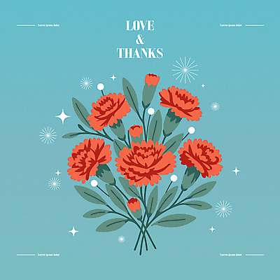 꽃다발 일러스트 사람없음 빨간색 반짝임 카네이션 그림 감사 국내일러스트 AI파일 카드프레임 꽃 감정 컬러 모션 프레임 파일형식 벡터