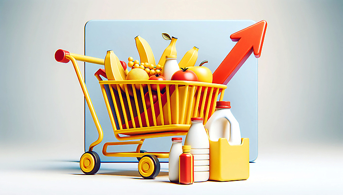 JPG 편집이미지 화살표 바나나 사람없음 경제 쇼핑 장보기 3D 쇼핑카 시세 사회이슈 디지털합성 오브젝트 상승 편집소스 편집3D AI컴퓨터그래픽 AI콘텐츠 컨셉 과일 금융 카트 파일형식