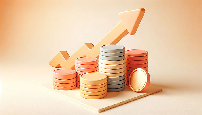 JPG 편집이미지 화살표 돈 사람없음 경제 3D 동전 시세 사회이슈 디지털합성 오브젝트 상승 동전탑 편집소스 편집3D AI컴퓨터그래픽 AI콘텐츠 컨셉 금융 쌓기 재산 파일형식