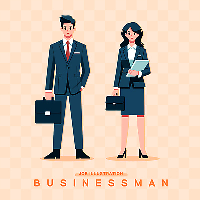 전신 여자 남자 서류가방 일러스트 직업캐릭터 서기 들기 정장 성인 두명 노트북 태블릿 주황색 직장인 비즈니스맨 비즈니스우먼 문서 성인만 일러캐릭터 AI파일 직업 캐릭터 옷 컬러 가방 비즈니스 모션 사람 전자제품 스마트기기 파일형식 벡터