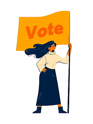 전신 PSD 여자 캠페인 일러스트 한명 서기 성인 깃발 투표 선거 정치 참여 성인여자한명만 유권자 국내일러스트 1 모션 사람 민주주의 여자한명만 성인여자만 파일형식