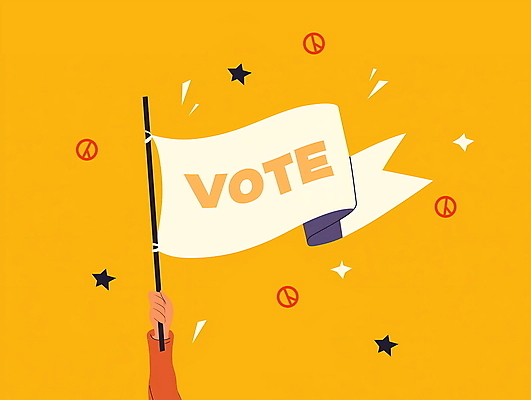 PSD 손 일러스트 들기 신체부위 노란색 깃발 투표 선거 참여 기표문양 유권자 국내일러스트 문양 컬러 모션 사람 민주주의 파일형식