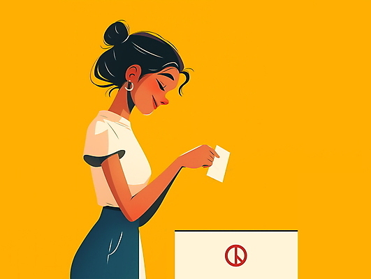 PSD 여자 일러스트 한명 들기 상반신 성인 노란색 투표 선거 투표함 성인여자한명만 유권자 국내일러스트 1 컬러 모션 사람 민주주의 여자한명만 성인여자만 파일형식