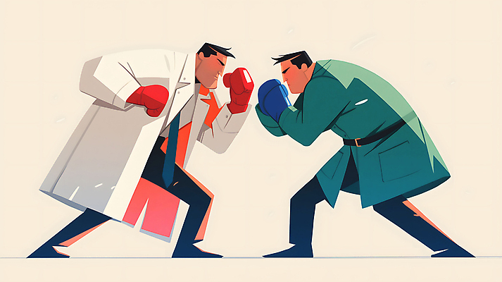 JPG 남자 백그라운드 일러스트 의학 성인 두명 대립 권투 의료진 의사 권투글러브 사회이슈 디지털합성 싸움 시위 정부 파업 성인남자만 편집소스 국내일러스트 AI일러스트 AI콘텐츠 직업 컨셉 비즈니스 모션 사람 격투기 글러브 남자만 성인만 파일형식