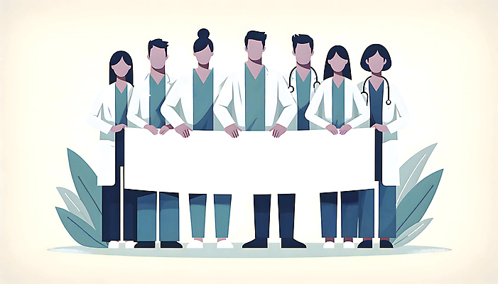 JPG 전신 배너 여자 남자 백그라운드 일러스트 의학 들기 여러명 성인 의료진 의사 사회이슈 디지털합성 시위 집회 파업 성인만 편집소스 국내일러스트 AI일러스트 AI콘텐츠 직업 다수 컨셉 비즈니스 모션 사람 파일형식