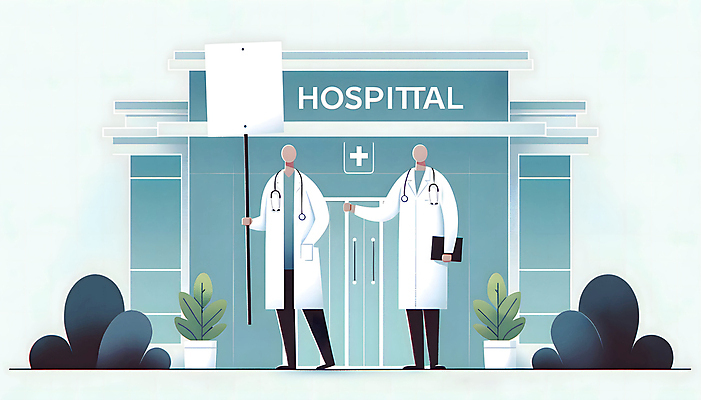 JPG 백그라운드 일러스트 의학 병원 들기 성인 두명 손들기 팻말 의료진 의사 사회이슈 디지털합성 시위 집회 파업 성인만 편집소스 국내일러스트 AI일러스트 AI콘텐츠 직업 컨셉 비즈니스 모션 프레임 사람 파일형식