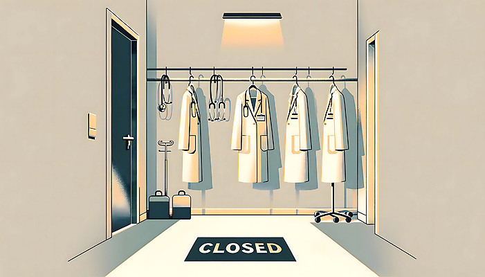 JPG 백그라운드 일러스트 의학 청진기 사람없음 문 의료진 의사 의사가운 옷걸이 사회이슈 디지털합성 시위 집회 파업 편집소스 국내일러스트 AI일러스트 AI콘텐츠 직업 컨셉 비즈니스 의료기기 가운 파일형식