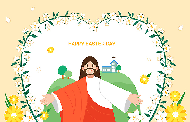 남자 꽃 기독교 일러스트 포옹 팔벌리기 부활절 한명 미소 상반신 성인 노란색 교회 봄 하트 예수 언덕 성인남자한명만 국내일러스트 AI파일 모양 식물 1 계절 기념일 종교 컬러 종교건축 안기 모션 표정 사람 건물 신_종교 남자한명만 성인남자만 파일형식 벡터