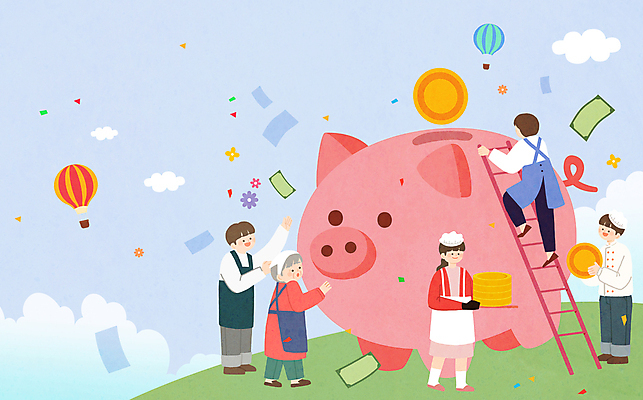 전신 PSD 여자 노년 남자 꽃 지폐 일러스트 사다리 응원 들기 여러명 성인 동전 돼지저금통 열기구 오르기 꽃가루 소상공인 국내일러스트 식물 직업 다수 돈 항공교통 모션 사람 경제 저금통 도구 가루 상인 파일형식