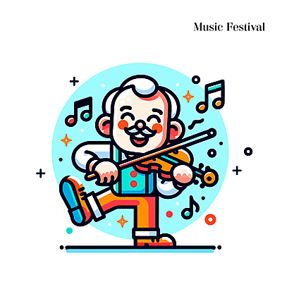 전신 캐릭터 노년 남자 악기 음악 연주 음표 일러스트 한명 들기 축제 바이올린 즐거움 노인남자한명만 국내일러스트 일러캐릭터 AI파일 1 기호 감정 모션 현악기 문화예술 사람 성인 남자한명만 노인남자만 파일형식 벡터