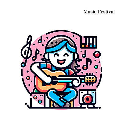 전신 캐릭터 여자 악기 음악 연주 음표 일러스트 한명 들기 앉기 성인 축제 기타 즐거움 성인여자한명만 국내일러스트 일러캐릭터 AI파일 1 기호 감정 모션 현악기 문화예술 사람 여자한명만 성인여자만 파일형식 벡터