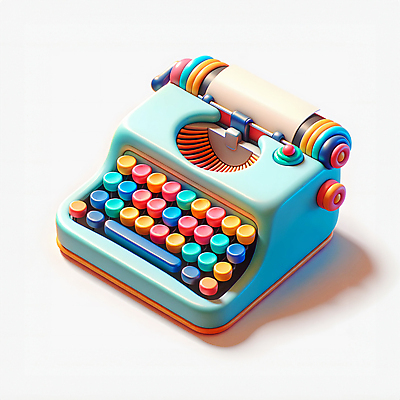 JPG 편집이미지 사람없음 컬러풀 3D 귀여움 복고 타자기 편집소스 편집3D AI컴퓨터그래픽 AI콘텐츠 컬러 컨셉 골동품 디지털합성 파일형식