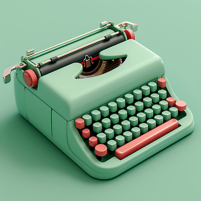 JPG 편집이미지 분홍색 사람없음 3D 귀여움 복고 타자기 민트색 편집소스 편집3D AI컴퓨터그래픽 AI콘텐츠 컬러 컨셉 골동품 디지털합성 파일형식