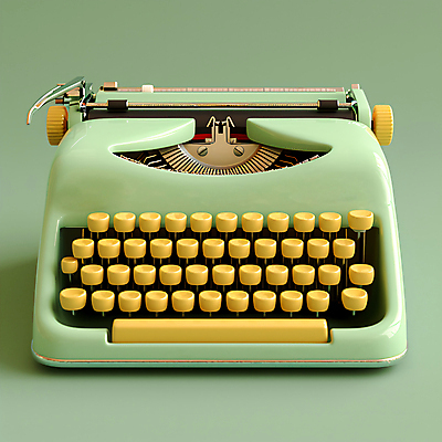 JPG 편집이미지 사람없음 초록색 노란색 3D 귀여움 복고 타자기 편집소스 편집3D AI컴퓨터그래픽 AI콘텐츠 컬러 컨셉 골동품 디지털합성 파일형식