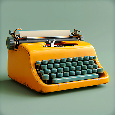 JPG 편집이미지 사람없음 노란색 3D 귀여움 빈티지 복고 타자기 편집소스 편집3D AI컴퓨터그래픽 AI콘텐츠 컬러 컨셉 골동품 디지털합성 파일형식