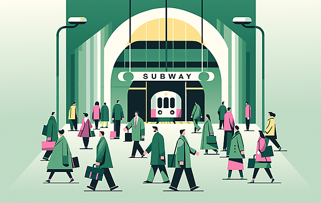 전신 라이프스타일 여자 남자 일러스트 비즈니스 대중교통 여러명 성인 일상 초록색 걷기 직장인 전철 출근 전철역 성인만 국내일러스트 AI파일 직업 육상교통 교통수단 컬러 다수 모션 사람 라이프 생활 역 출퇴근 파일형식 벡터