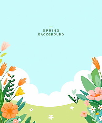 PSD 구름 편집이미지 꽃 포스터 하늘색 잎 하늘 나뭇잎 초원 사람없음 초록색 봄풍경 봄 카피스페이스 봄배경 이미지편집 자연요소 식물 계절 컬러 백그라운드 풍경 파란색 공백 파일형식