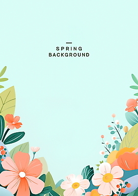 PSD 편집이미지 꽃 포스터 하늘색 잎 나뭇잎 사람없음 봄풍경 봄 카피스페이스 봄배경 이미지편집 식물 계절 백그라운드 풍경 파란색 공백 파일형식