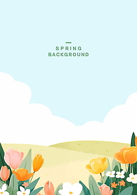 PSD 구름 편집이미지 꽃 포스터 하늘색 잎 하늘 초원 사람없음 초록색 봄풍경 봄 카피스페이스 봄배경 이미지편집 자연요소 식물 계절 컬러 백그라운드 풍경 파란색 공백 파일형식