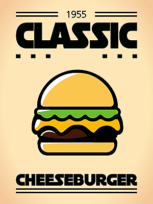 포스터 일러스트 사람없음 햄버거 플랫 클래식 치즈버거 국내일러스트 AI파일 컨셉 패스트푸드 파일형식 벡터