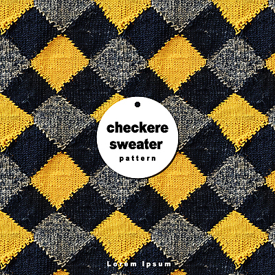 PSD 편집이미지 디자인 백그라운드 무늬 패턴 사람없음 노란색 검은색 직물 스웨터 니트 체크무늬 이미지편집 컬러 상의 파일형식