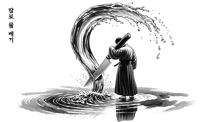 PSD 편집이미지 남자 백그라운드 수묵화 한명 들기 물 칼 자르기 먹 디지털합성 속담 성인남자한명만 편집소스 이미지편집 자연요소 문자 1 모션 서예 미술 사람 남자한명만 성인남자만 파일형식