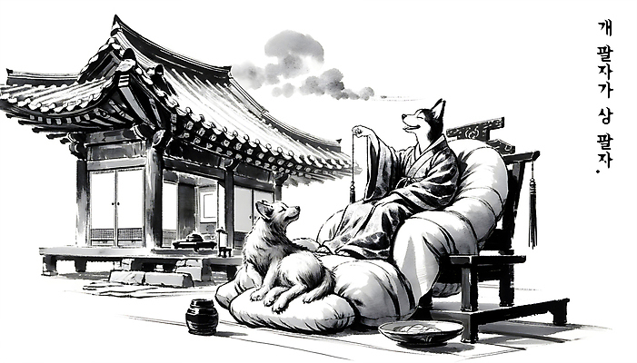 PSD 편집이미지 백그라운드 쿠션 두마리 의자 의인화 기와집 수묵화 앉기 사람없음 부자 먹 디지털합성 즐거움 속담 편집소스 이미지편집 문자 감정 가구 컨셉 2 모션 서예 한옥 미술 파일형식