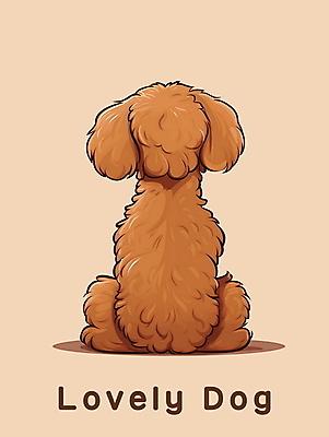 PSD 편집이미지 한마리 앉기 사람없음 뒷모습 갈색 귀여움 개 강아지 푸들 이미지편집 1 뷰포인트 컬러 컨셉 포유류 모션 반려동물 파일형식