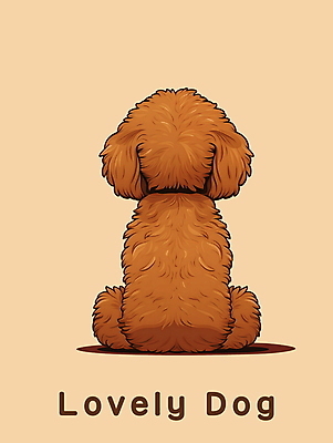 PSD 편집이미지 한마리 앉기 사람없음 뒷모습 갈색 귀여움 개 강아지 푸들 이미지편집 1 뷰포인트 컬러 컨셉 포유류 모션 반려동물 파일형식