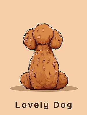 PSD 편집이미지 한마리 앉기 사람없음 뒷모습 갈색 귀여움 개 강아지 푸들 이미지편집 1 뷰포인트 컬러 컨셉 포유류 모션 반려동물 파일형식