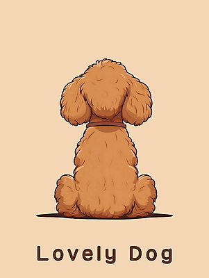 PSD 편집이미지 한마리 앉기 사람없음 뒷모습 갈색 귀여움 개 강아지 푸들 개목걸이 이미지편집 1 뷰포인트 컬러 컨셉 포유류 모션 반려동물 애견용품 파일형식