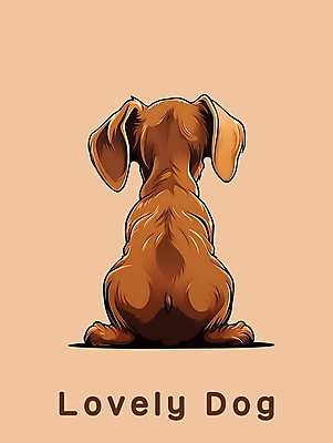 PSD 편집이미지 한마리 앉기 사람없음 뒷모습 갈색 귀여움 개 강아지 닥스훈트 이미지편집 1 뷰포인트 컬러 컨셉 포유류 모션 반려동물 파일형식