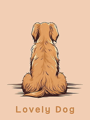 PSD 편집이미지 한마리 앉기 사람없음 뒷모습 갈색 귀여움 개 골든리트리버 리트리버 강아지 이미지편집 1 뷰포인트 컬러 컨셉 포유류 모션 반려동물 파일형식