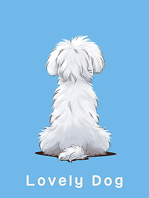 PSD 편집이미지 한마리 사람없음 뒷모습 파란색 귀여움 흰색 말티즈 개 강아지 이미지편집 1 뷰포인트 컬러 컨셉 포유류 반려동물 파일형식